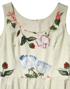 Dolce & Gabbana Beige Floral Sleeveless A-line Dress