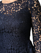 Dolce & Gabbana Blue Lace Ruffle A-line Knee Length Dress - Zeiniez