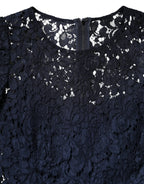 Dolce & Gabbana Blue Lace Ruffle A-line Knee Length Dress - Zeiniez