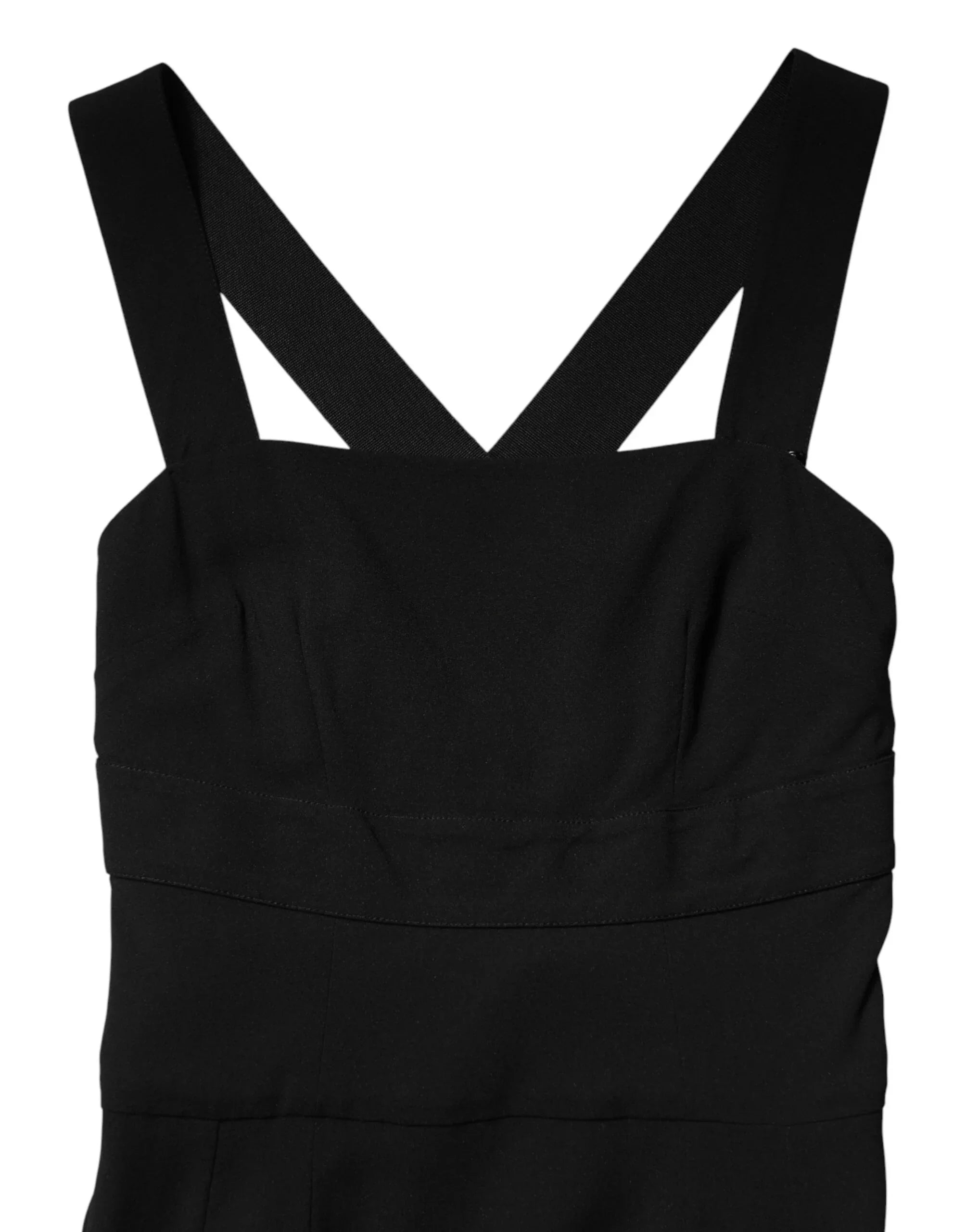 Dolce & Gabbana Black Square Neck Sleeveless Midi Dress - Zeiniez