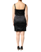 Dolce & Gabbana Black Satin Acetate Lace Eyelets Mini Dress - Zeiniez