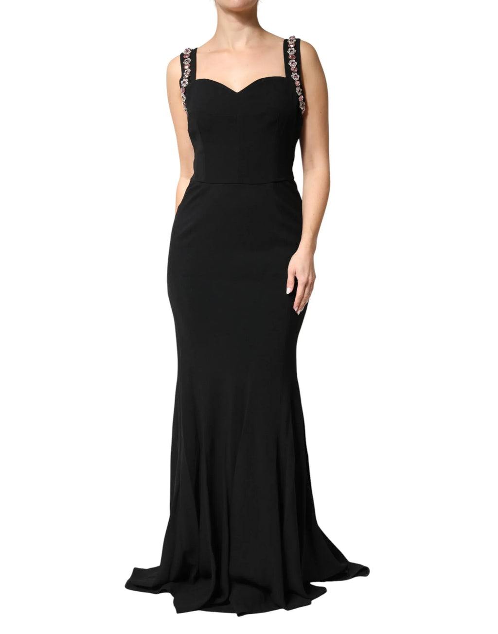 Dolce & Gabbana Black Embellished Bodycon Long Gown Dress - Zeiniez