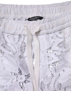 Dolce & Gabbana White Cotton Cut Out Mid Waisted Bermuda Shorts - Zeiniez