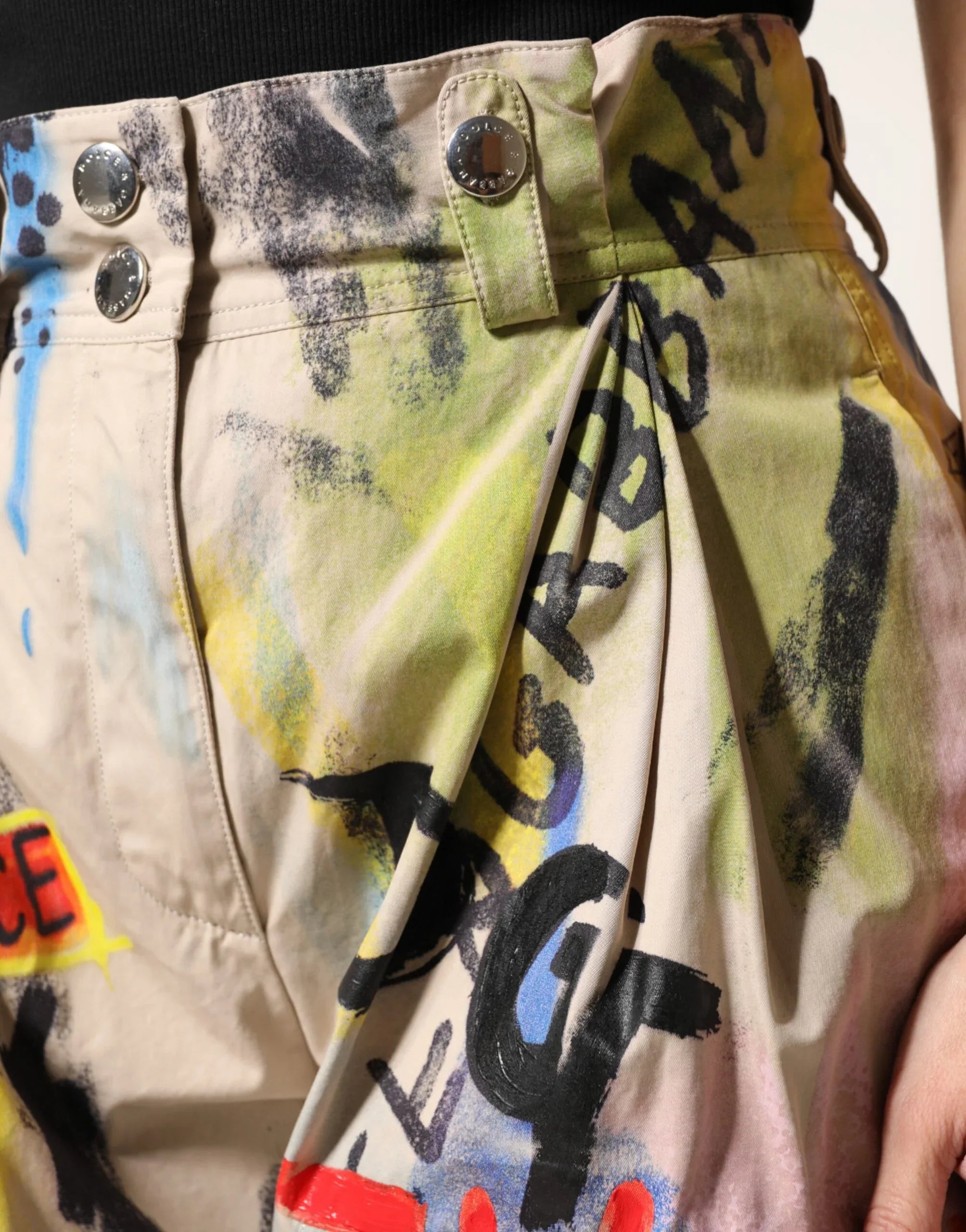 Dolce & Gabbana Multicolor Graffiti HighWaist Bermuda Shorts - Zeiniez