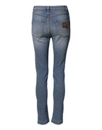 Dolce & Gabbana Blue Washed Cotton Skinny Denim Trouser Jeans - Zeiniez