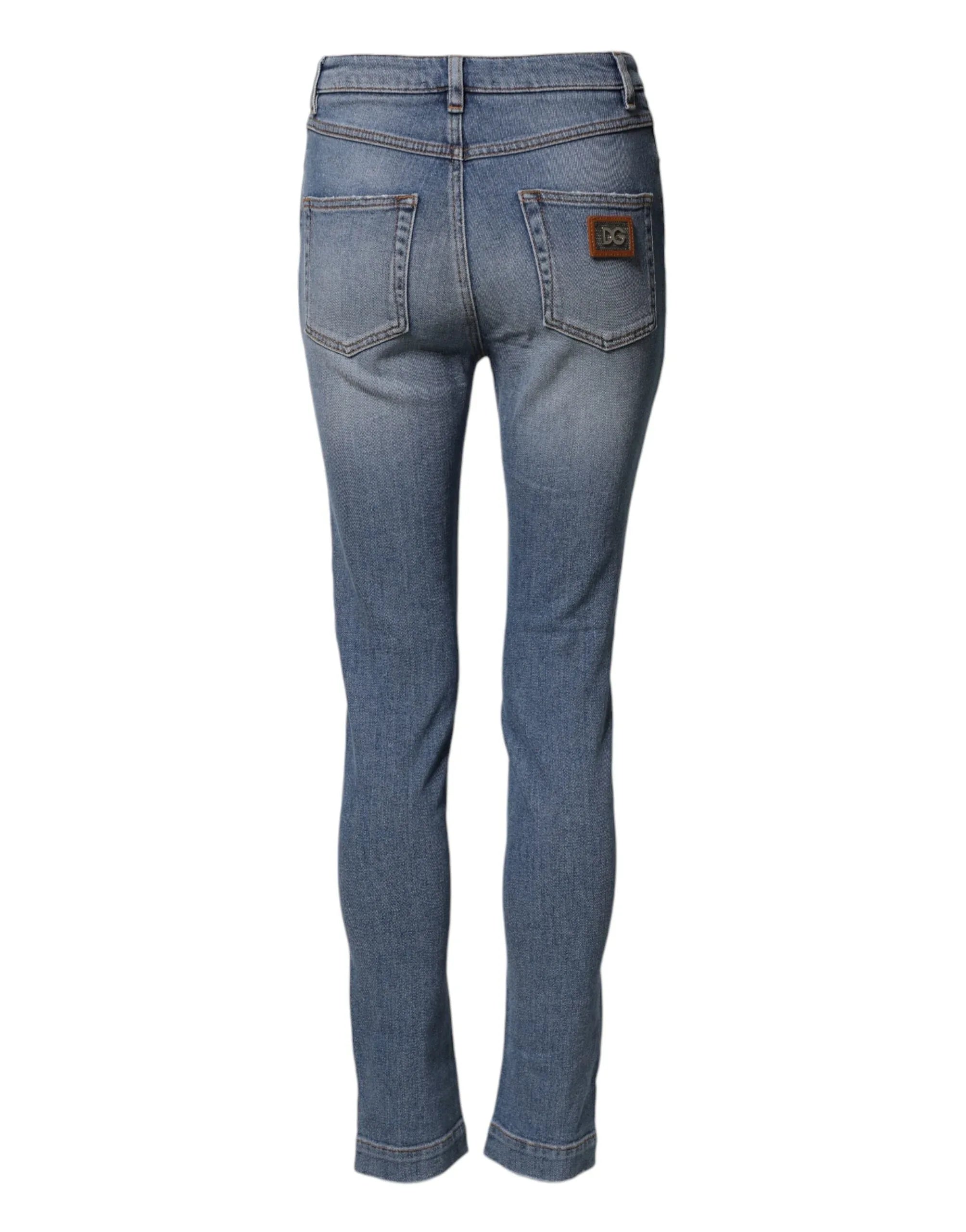 Dolce & Gabbana Blue Washed Cotton Skinny Denim Trouser Jeans - Zeiniez
