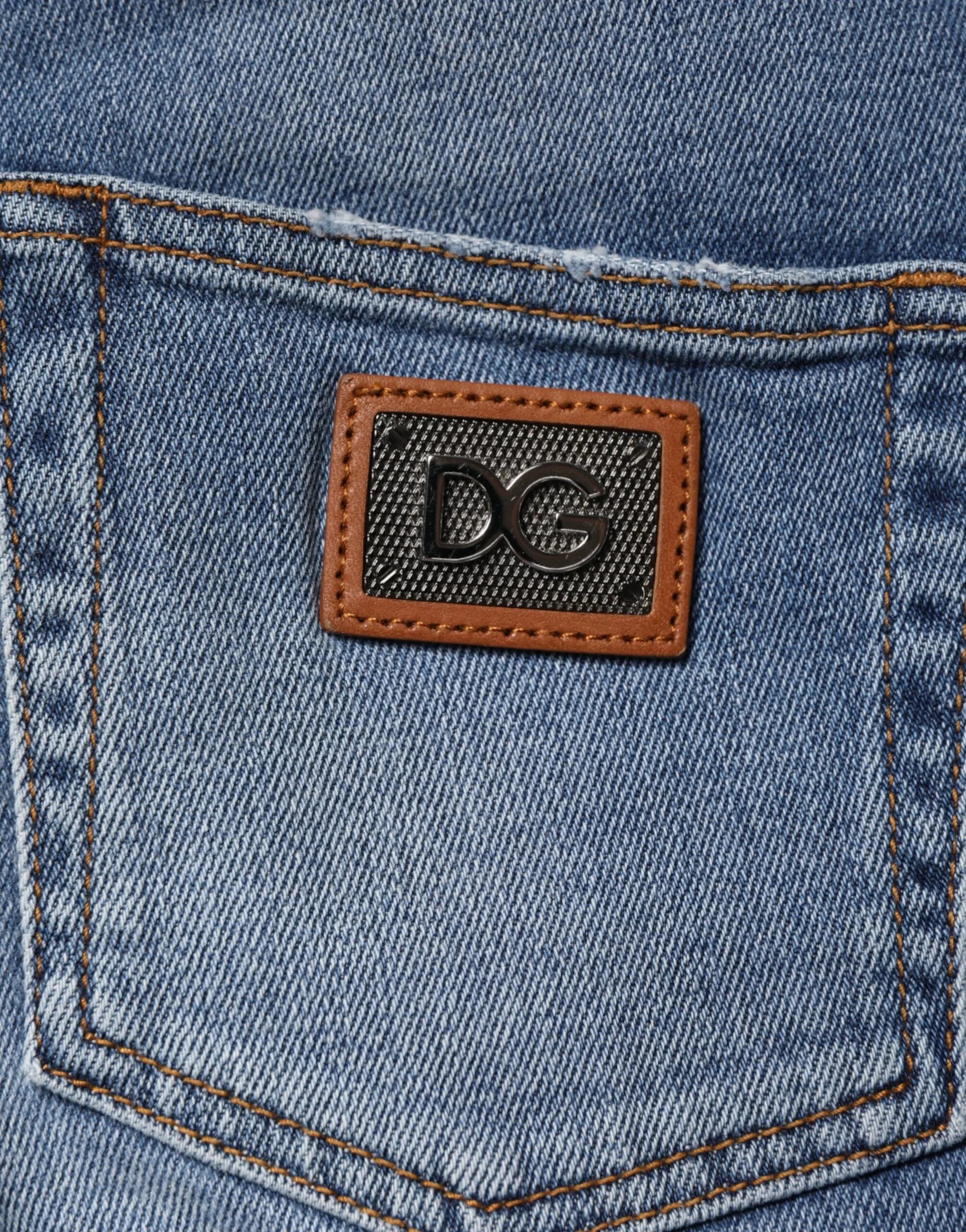 Dolce & Gabbana Blue Washed Cotton Skinny Denim Trouser Jeans - Zeiniez