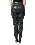Dolce & Gabbana BlueGreen Floral Metallic Slim Trouser Pants - Zeiniez