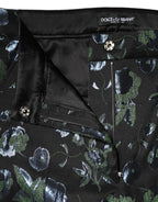 Dolce & Gabbana BlueGreen Floral Metallic Slim Trouser Pants - Zeiniez