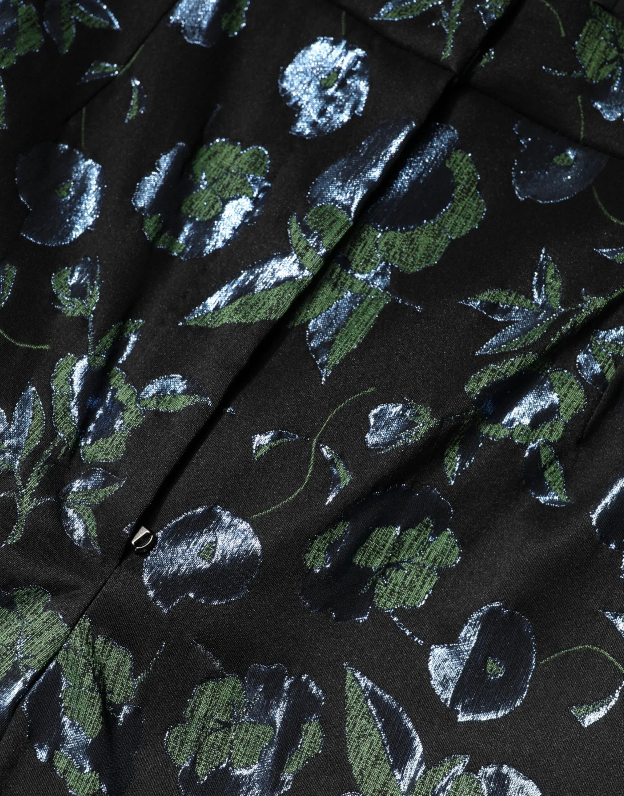 Dolce & Gabbana BlueGreen Floral Metallic Slim Trouser Pants - Zeiniez