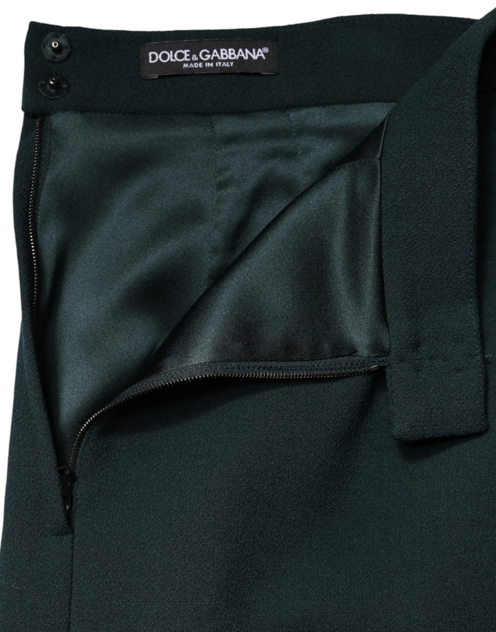 Dolce & Gabbana Dark Green Mid Waist Pencil Cut Mini Skirt - Zeiniez