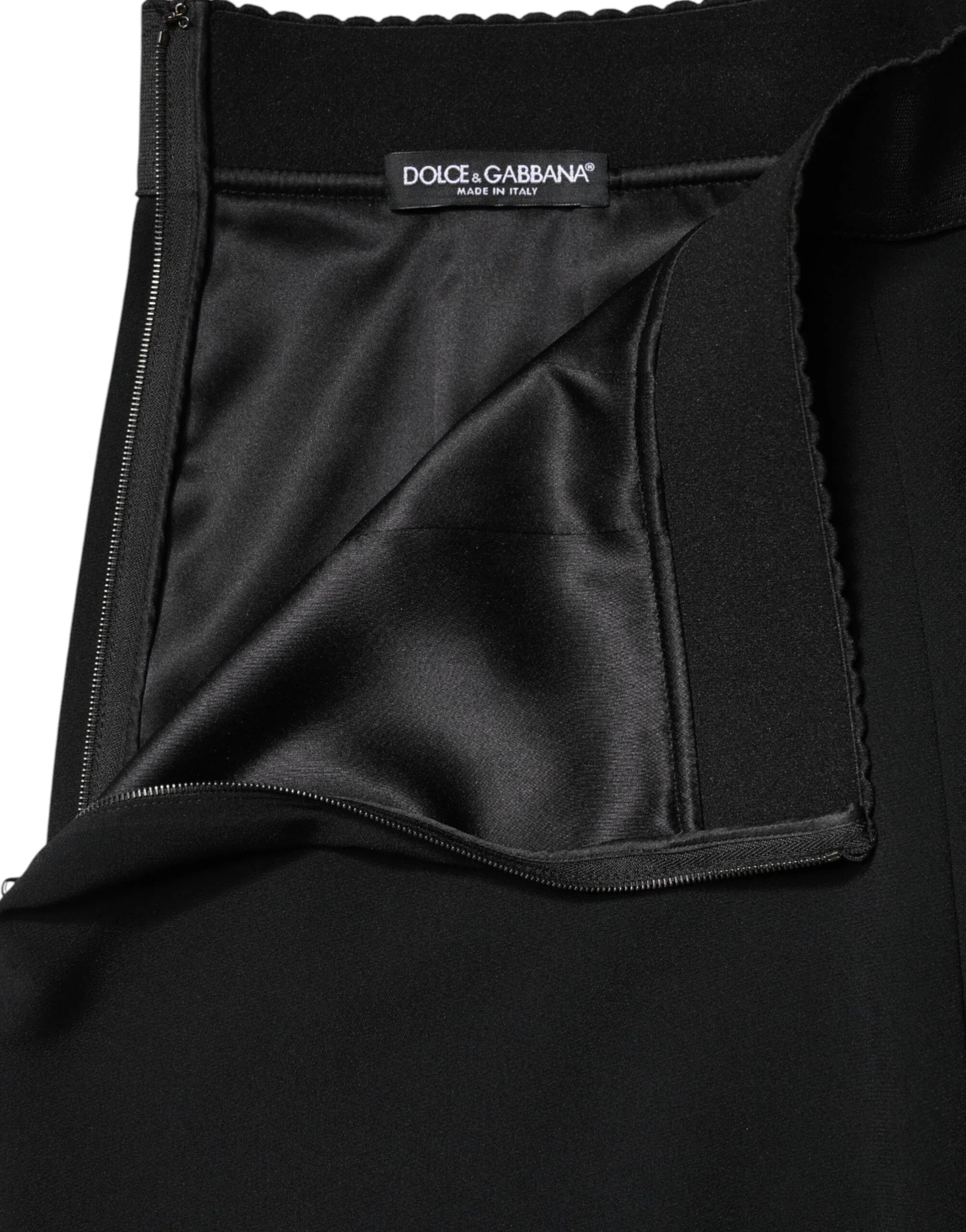 Dolce & Gabbana Black Mid Waist A-line Knee Length Skirt - Zeiniez