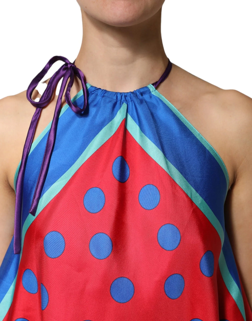 Dolce & Gabbana Multicolor Polka Dot Tie Halter Blouse Top - Zeiniez