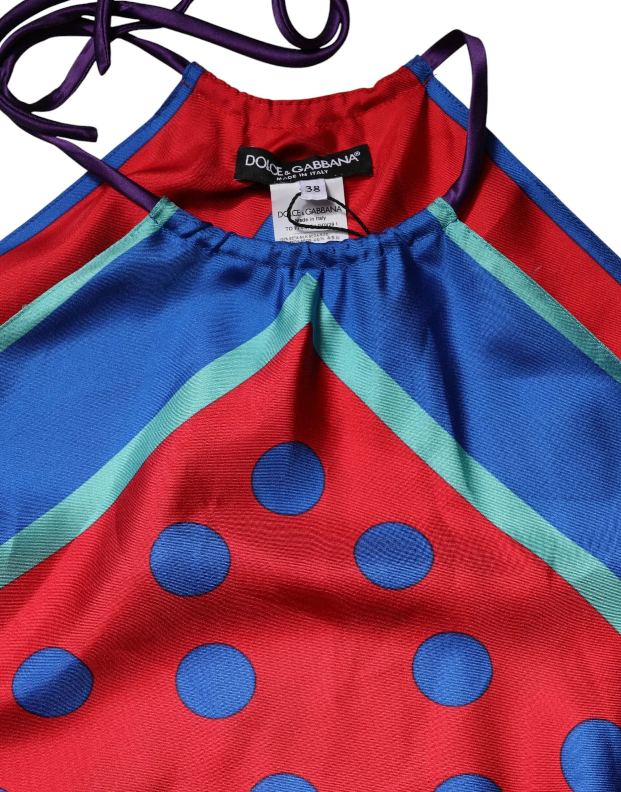 Dolce & Gabbana Multicolor Polka Dot Tie Halter Blouse Top - Zeiniez