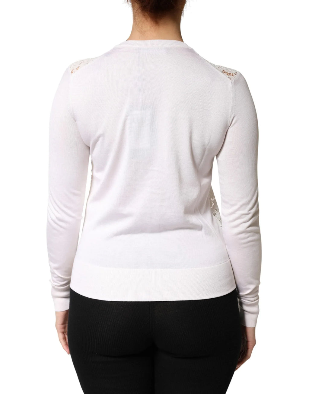 Dolce & Gabbana Cream Lace Knit Rose Button Cardigan Sweater - Zeiniez