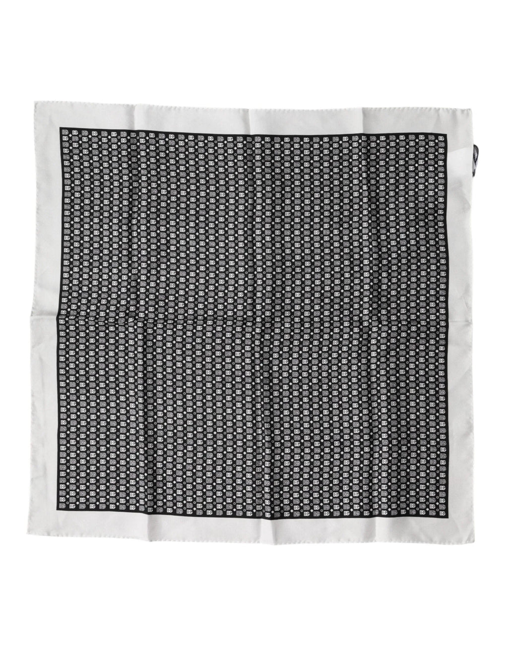 Dolce & Gabbana White Black Patterned Square Foulard Scarf - Zeiniez