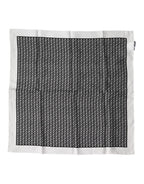 Dolce & Gabbana White Black Patterned Square Foulard Scarf - Zeiniez