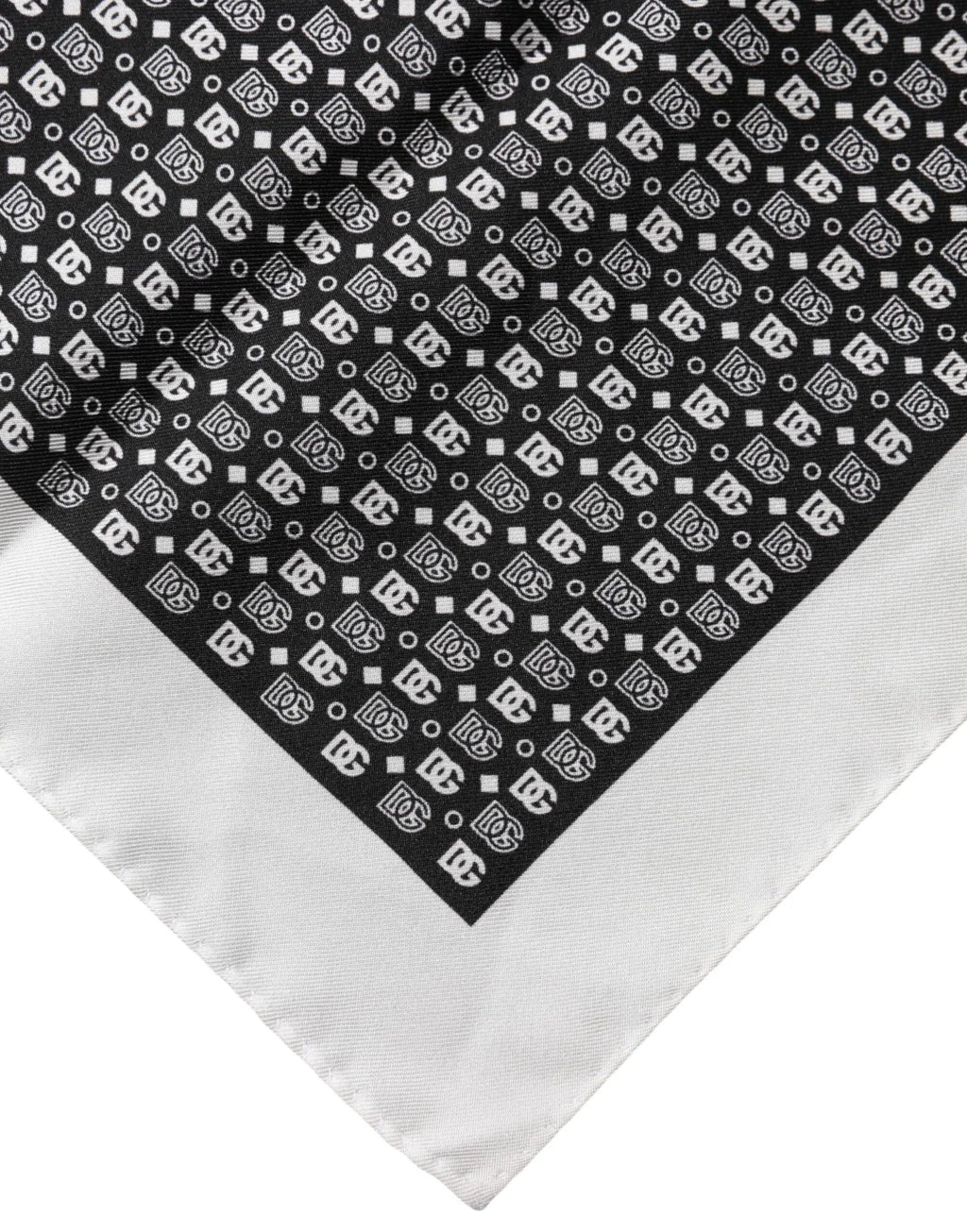 Dolce & Gabbana White Black Patterned Square Foulard Scarf - Zeiniez