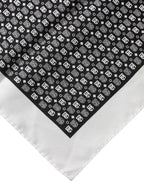Dolce & Gabbana White Black Patterned Square Foulard Scarf - Zeiniez