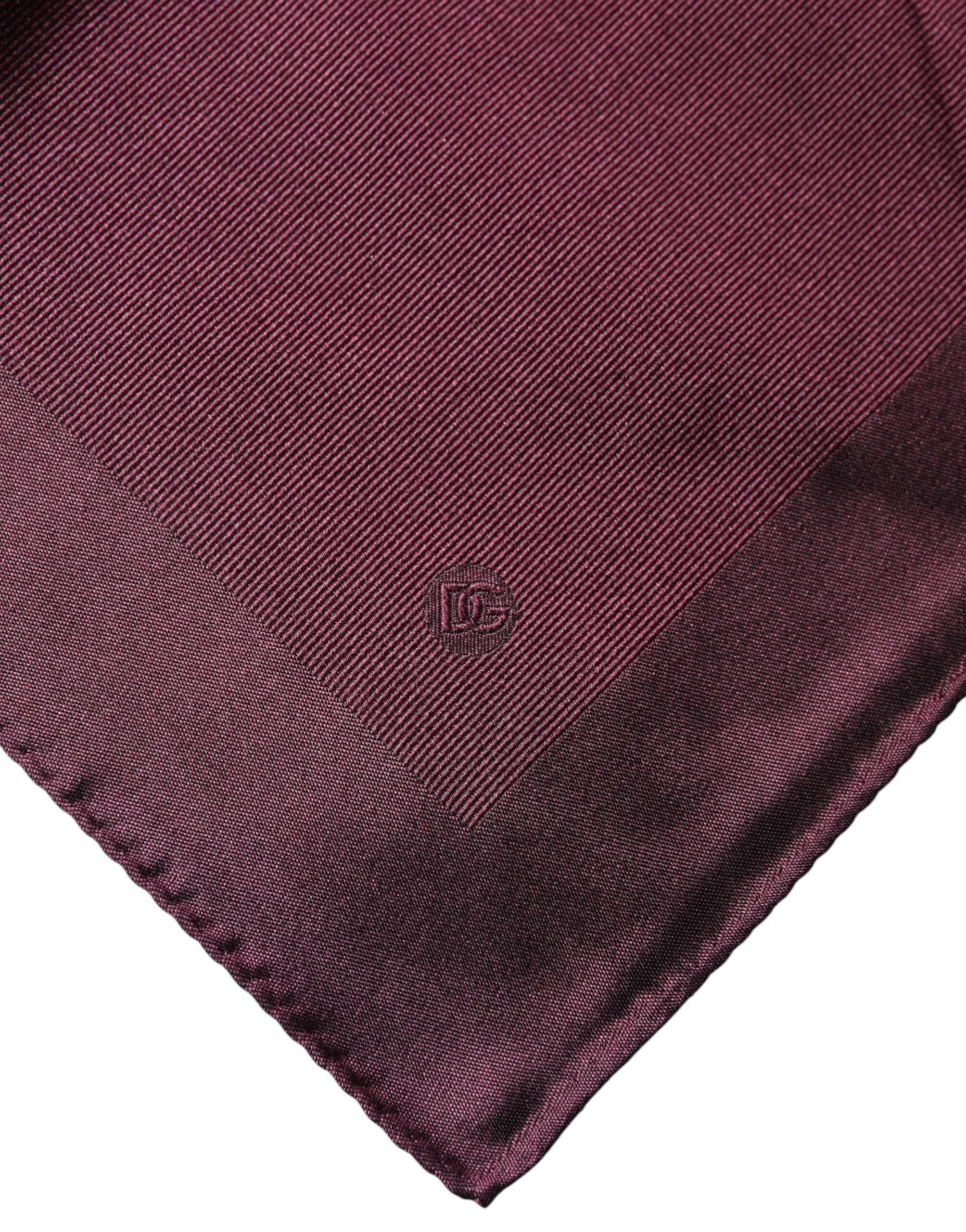 Dolce & Gabbana Maroon Logo Silk Square Handkerchief Scarf - Zeiniez