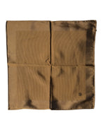Dolce & Gabbana Brown Logo Silk Men Square Handkerchief Scarf - Zeiniez