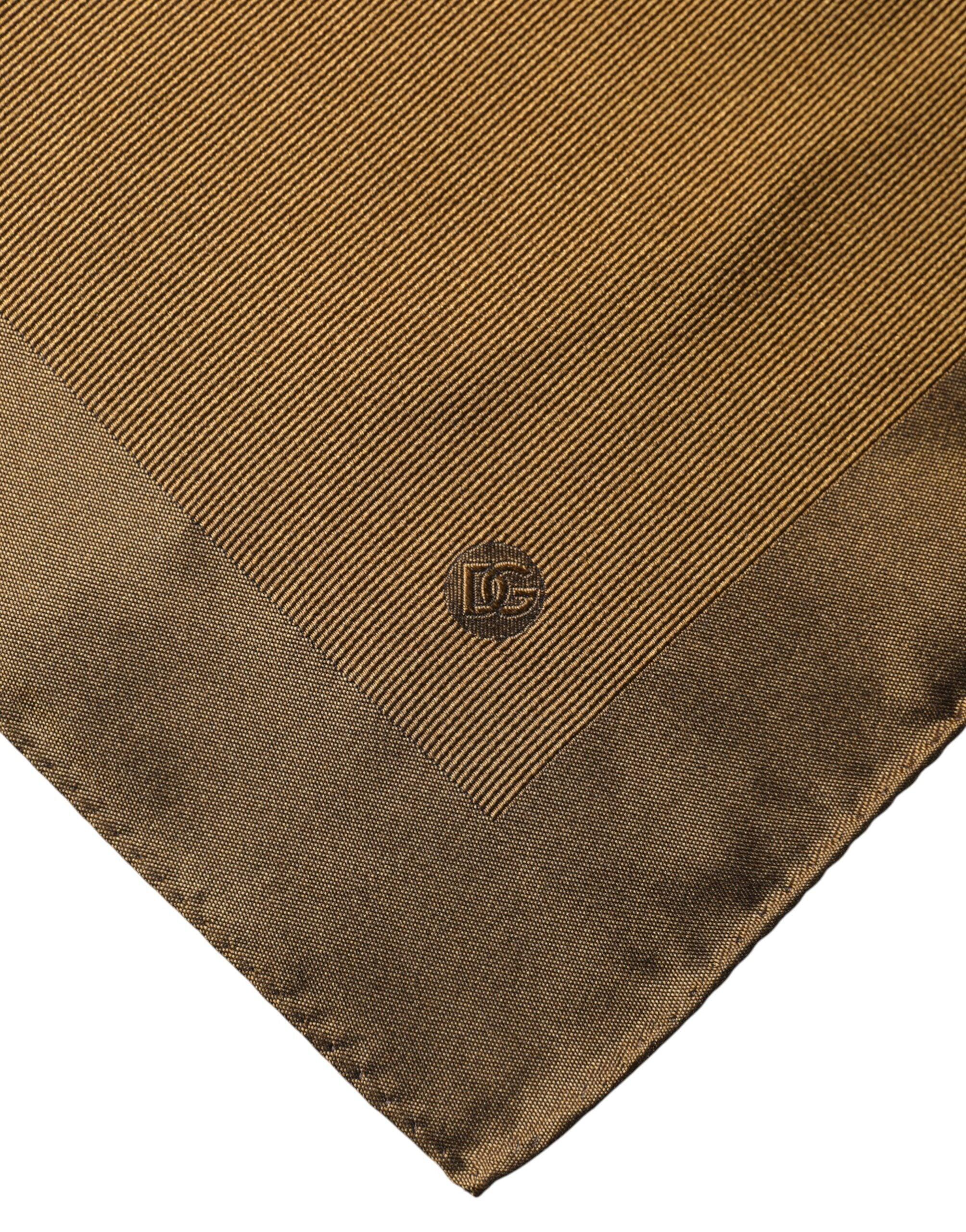 Dolce & Gabbana Brown Logo Silk Men Square Handkerchief Scarf - Zeiniez