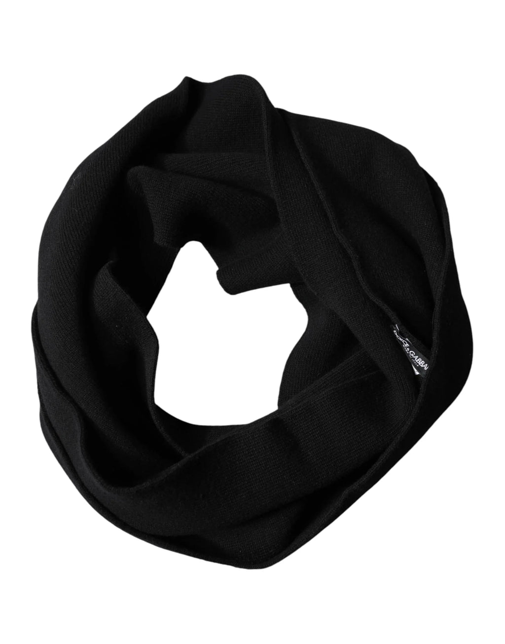 Dolce & Gabbana Black Wool Knitted Neck Wrap Foulard Scarf - Zeiniez