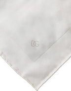Dolce & Gabbana White Logo Silk Square Handkerchief Scarf - Zeiniez