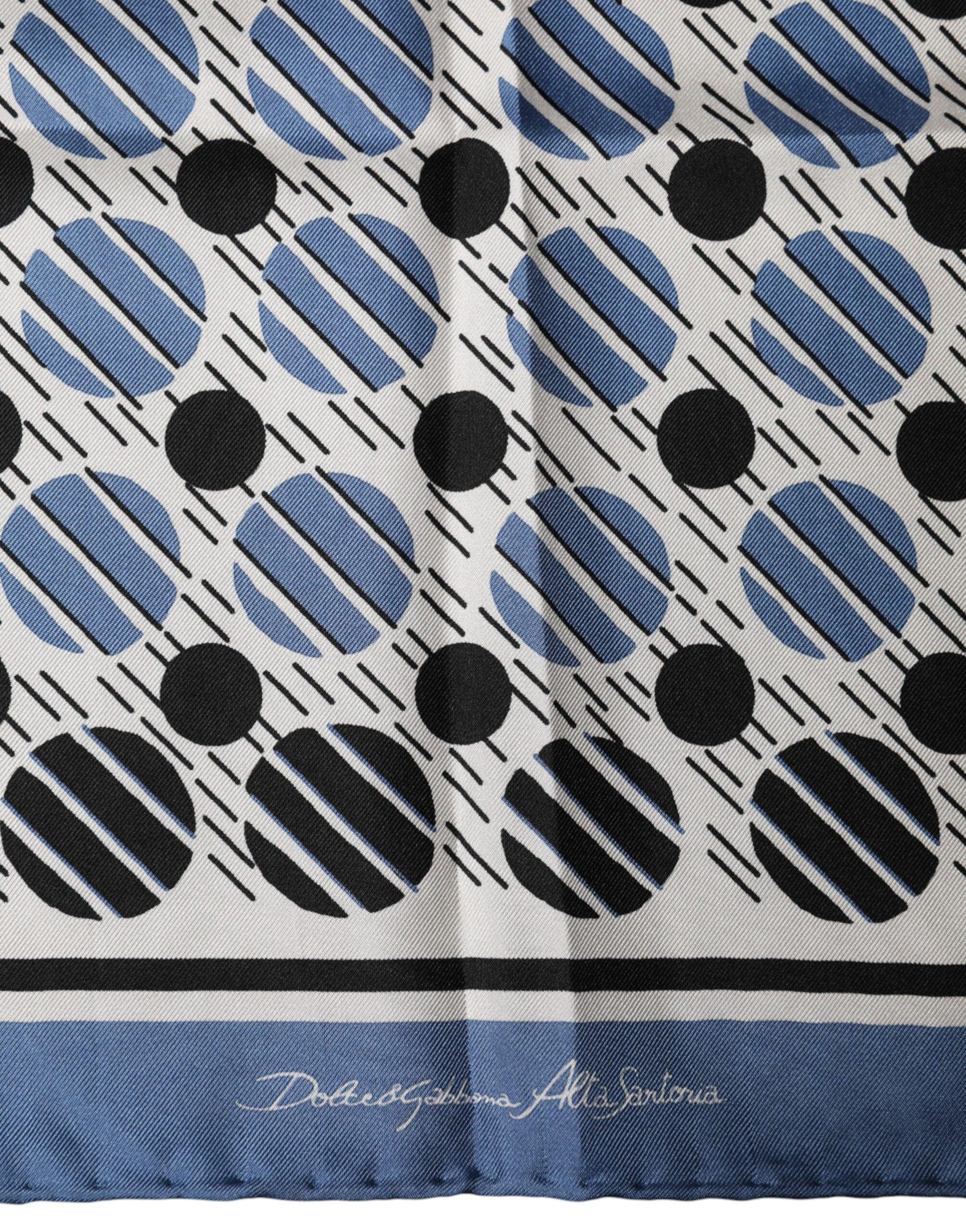 Dolce & Gabbana Blue Dotted Silk Square Foulard 66cm Scarf - Zeiniez