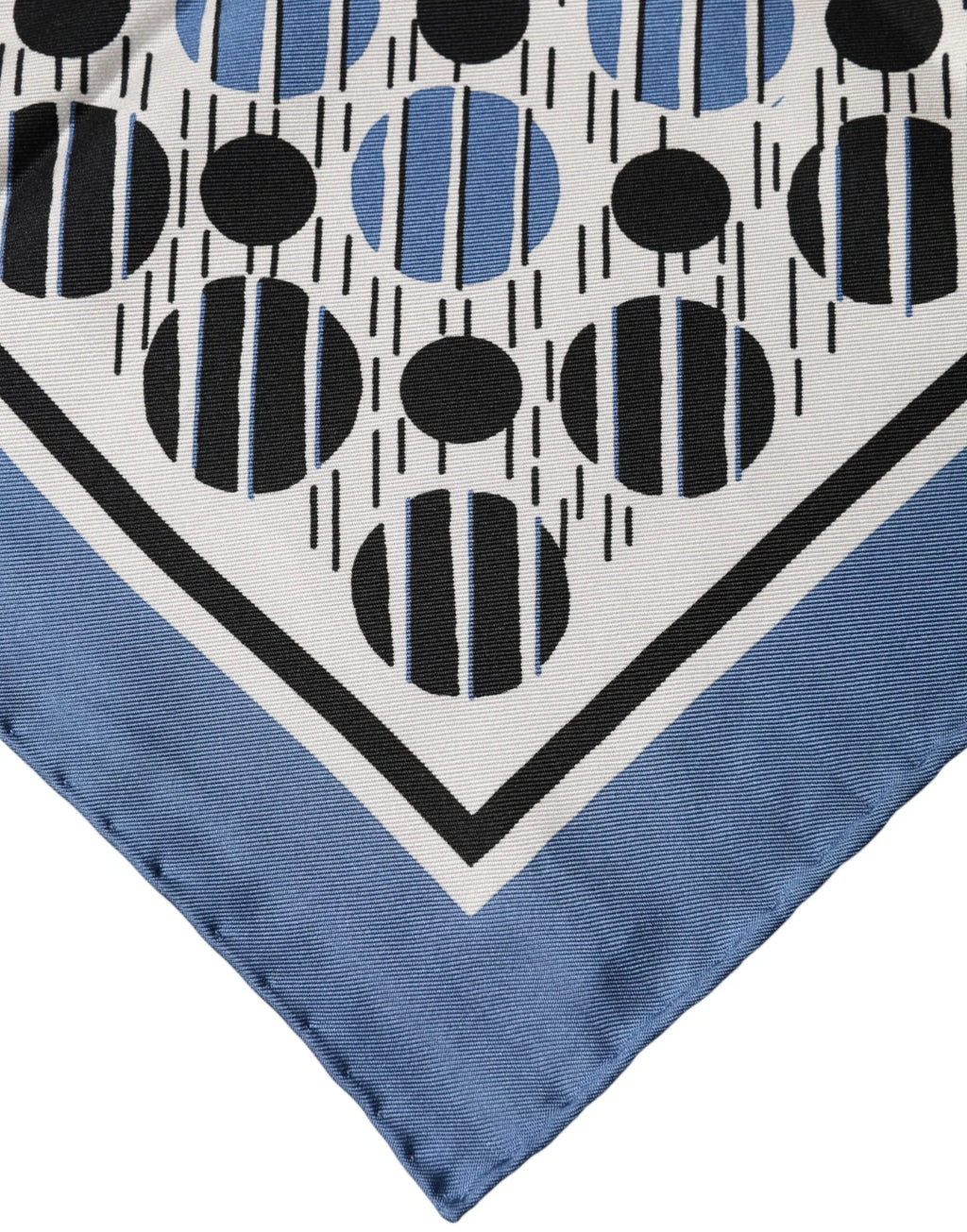 Dolce & Gabbana Blue Dotted Silk Square Foulard 66cm Scarf - Zeiniez