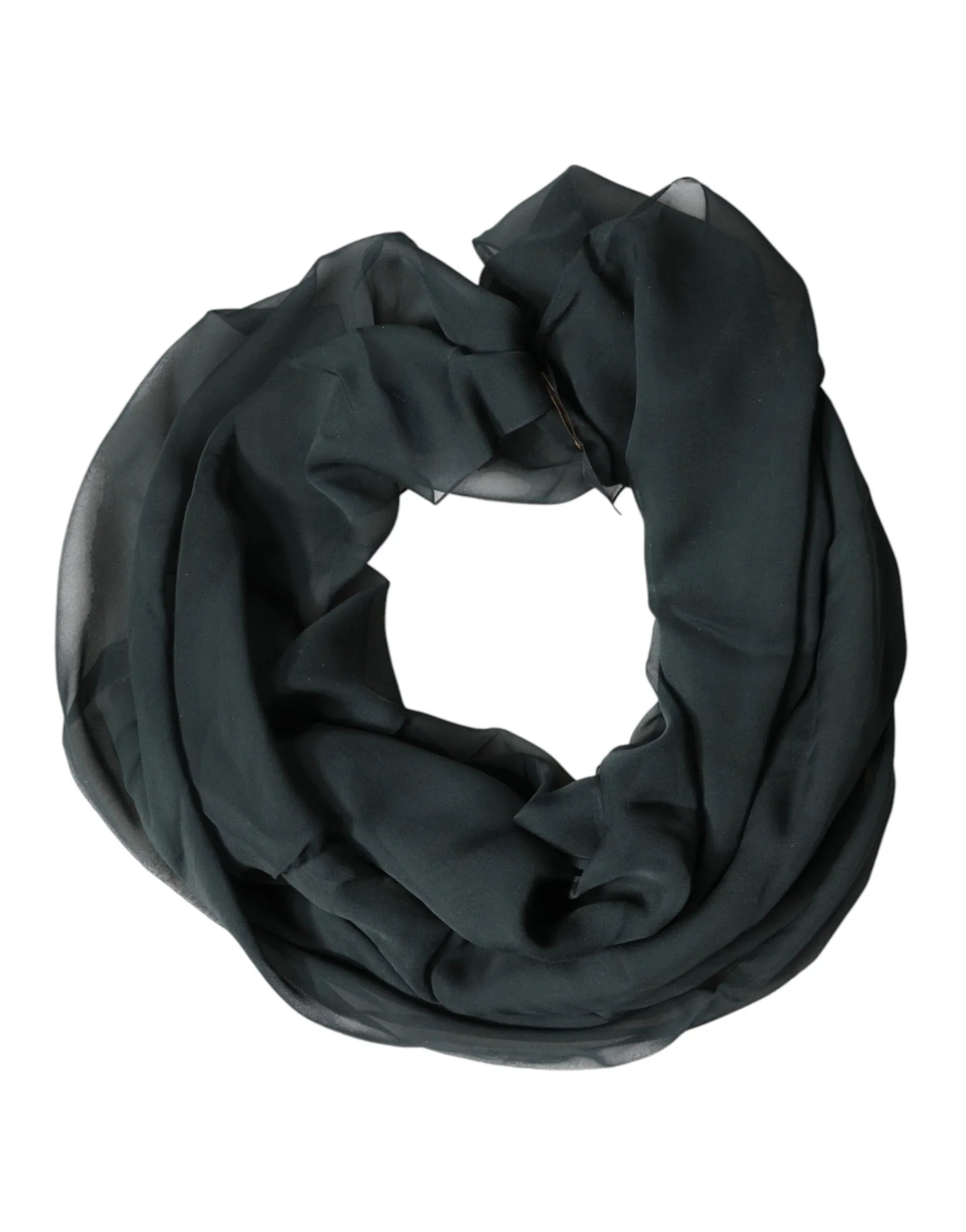 Dolce & Gabbana Dark Green Silk Neck Wrap Foulard Scarf - Zeiniez