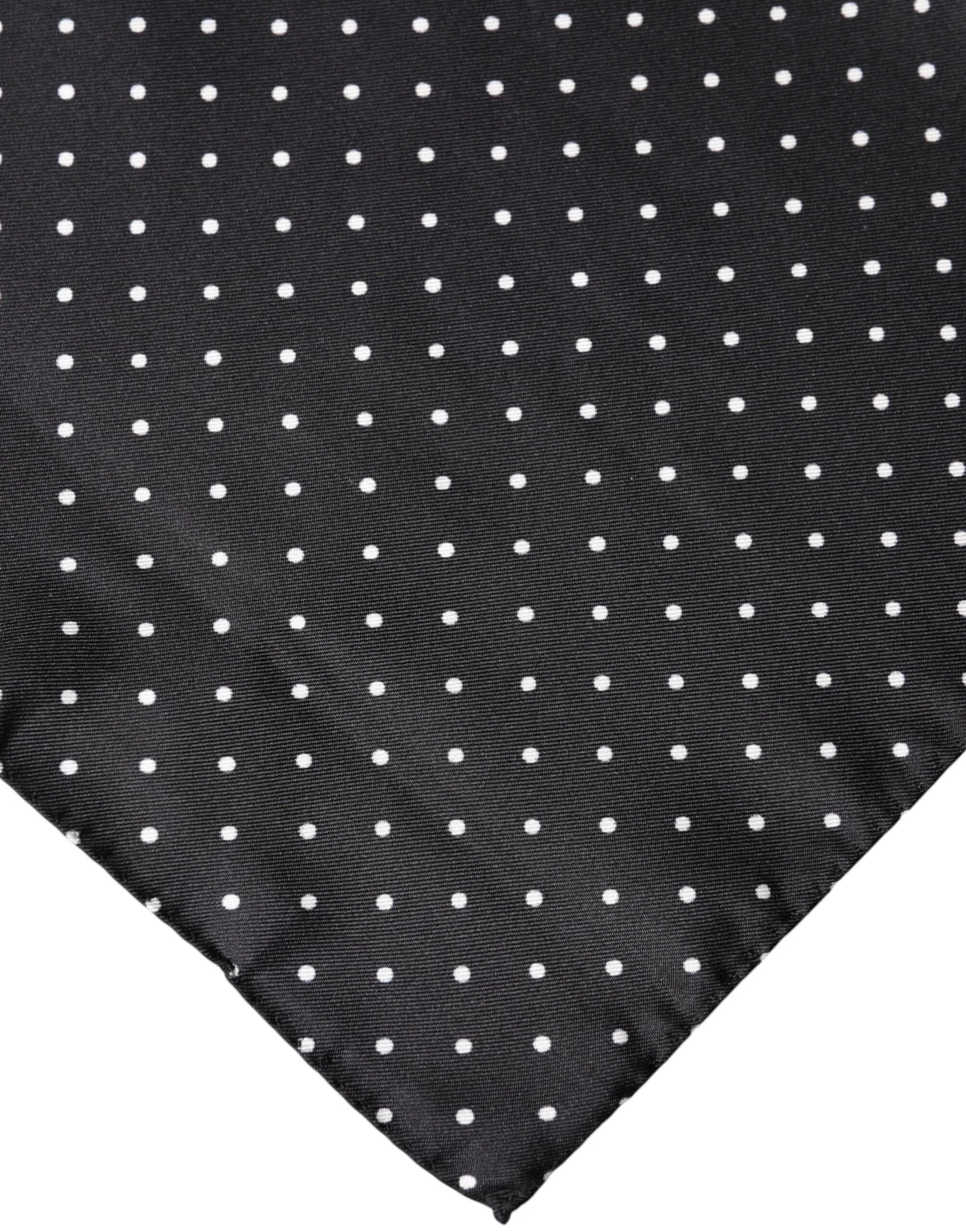 Dolce & Gabbana Black Polka Dot Silk Square Foulard Scarf - Zeiniez