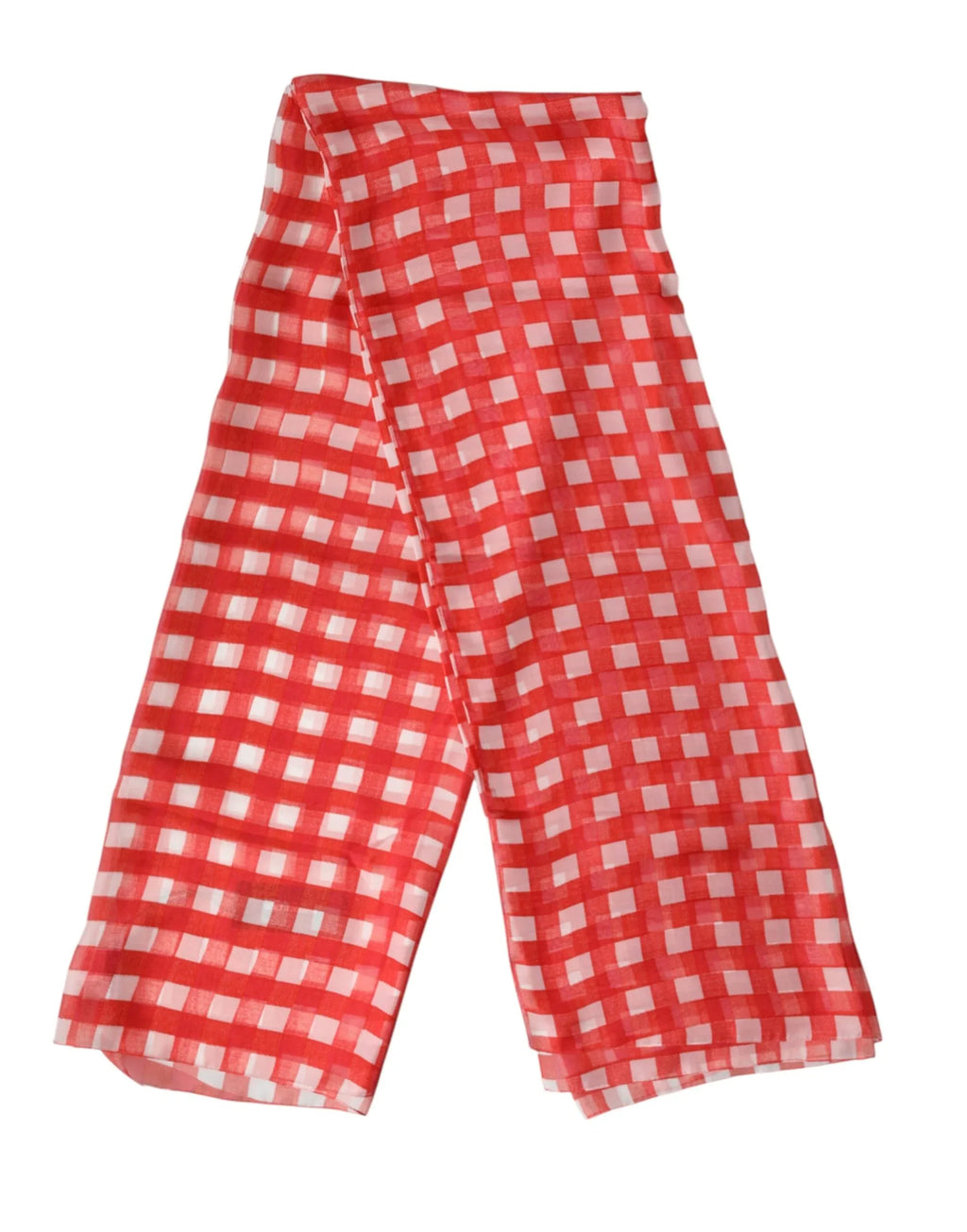 Dolce & Gabbana Red Checkered Stole Neck Wrap Shawl Scarf - Zeiniez