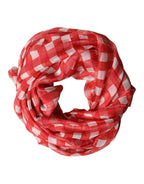 Dolce & Gabbana Red Checkered Stole Neck Wrap Shawl Scarf - Zeiniez