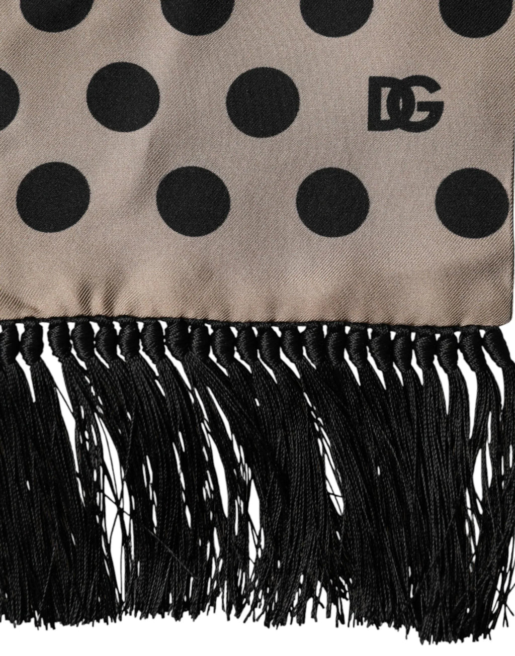 Dolce & Gabbana Brown Polka Dot Silk Fringes Foulard Scarf - Zeiniez