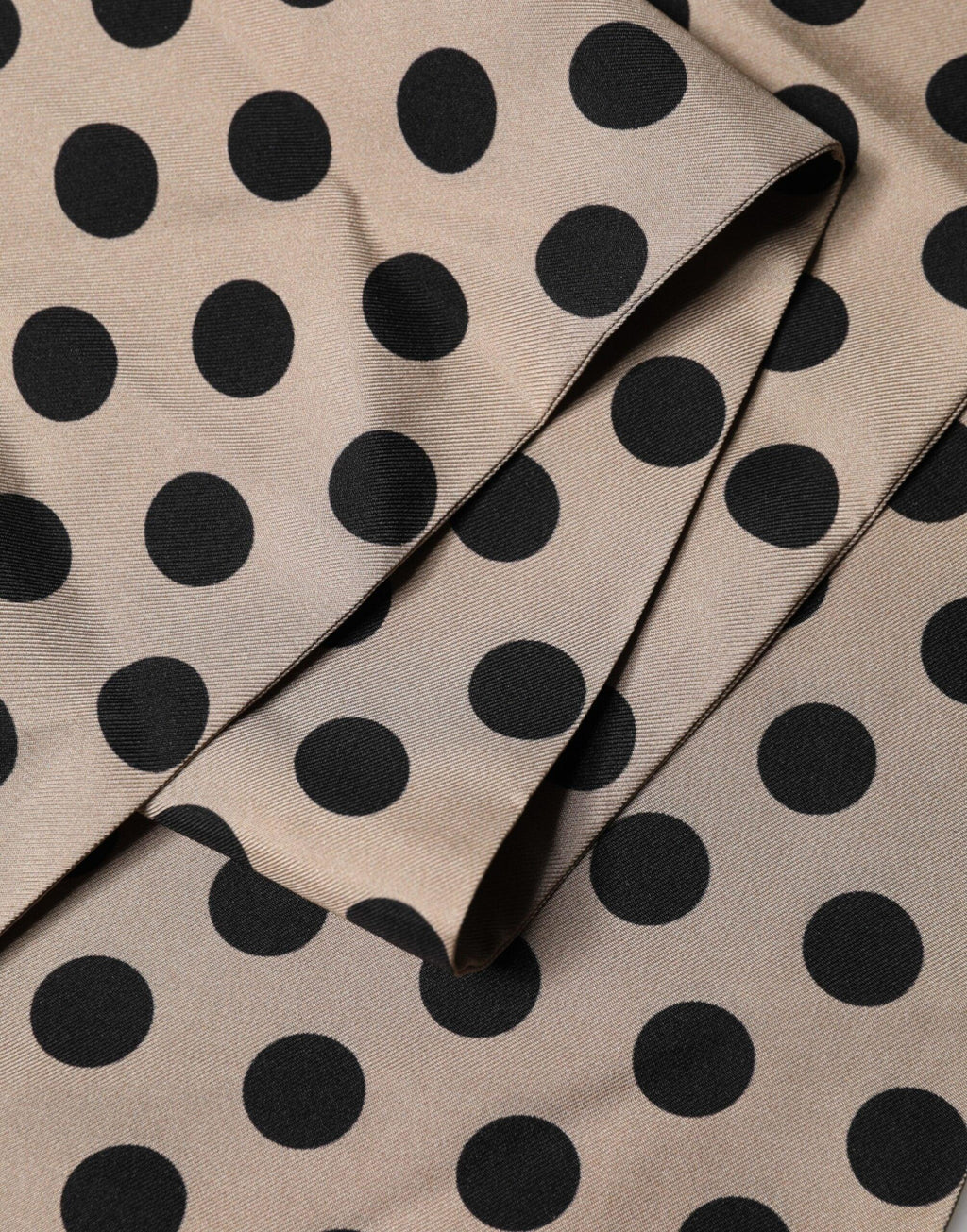 Dolce & Gabbana Brown Polka Dot Silk Fringes Foulard Scarf - Zeiniez