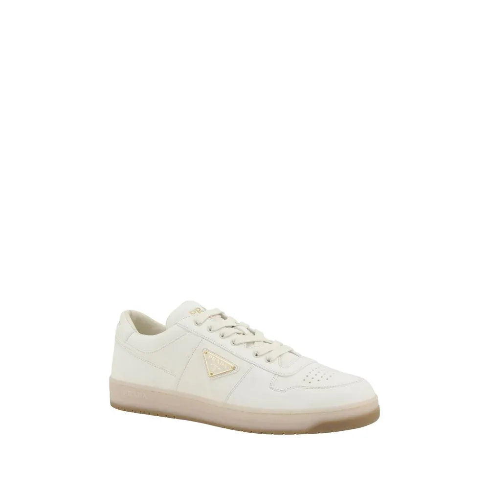 Prada White Calf Leather Bos Taurus Low Top Sneakers - Zeiniez