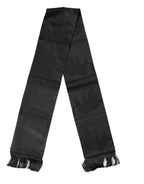 Dolce & Gabbana Black Satin Silk Fringes Neck Foulard Scarf - Zeiniez