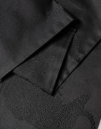 Dolce & Gabbana Black Satin Silk Fringes Neck Foulard Scarf - Zeiniez