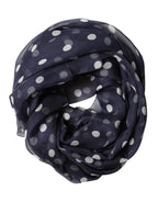 Dolce & Gabbana Blue Polka Dot Silk Neck Wrap Shawl 205cm x 132cm Scarf - Zeiniez