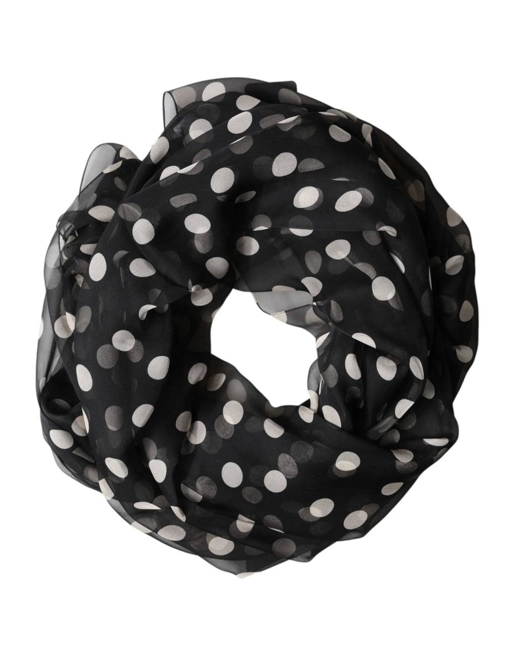 Dolce & Gabbana Black Polka Dot Silk Neck Wrap Shawl 205cm x 137cm Scarf - Zeiniez