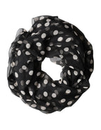 Dolce & Gabbana Black Polka Dot Silk Neck Wrap Shawl 205cm x 137cm Scarf - Zeiniez