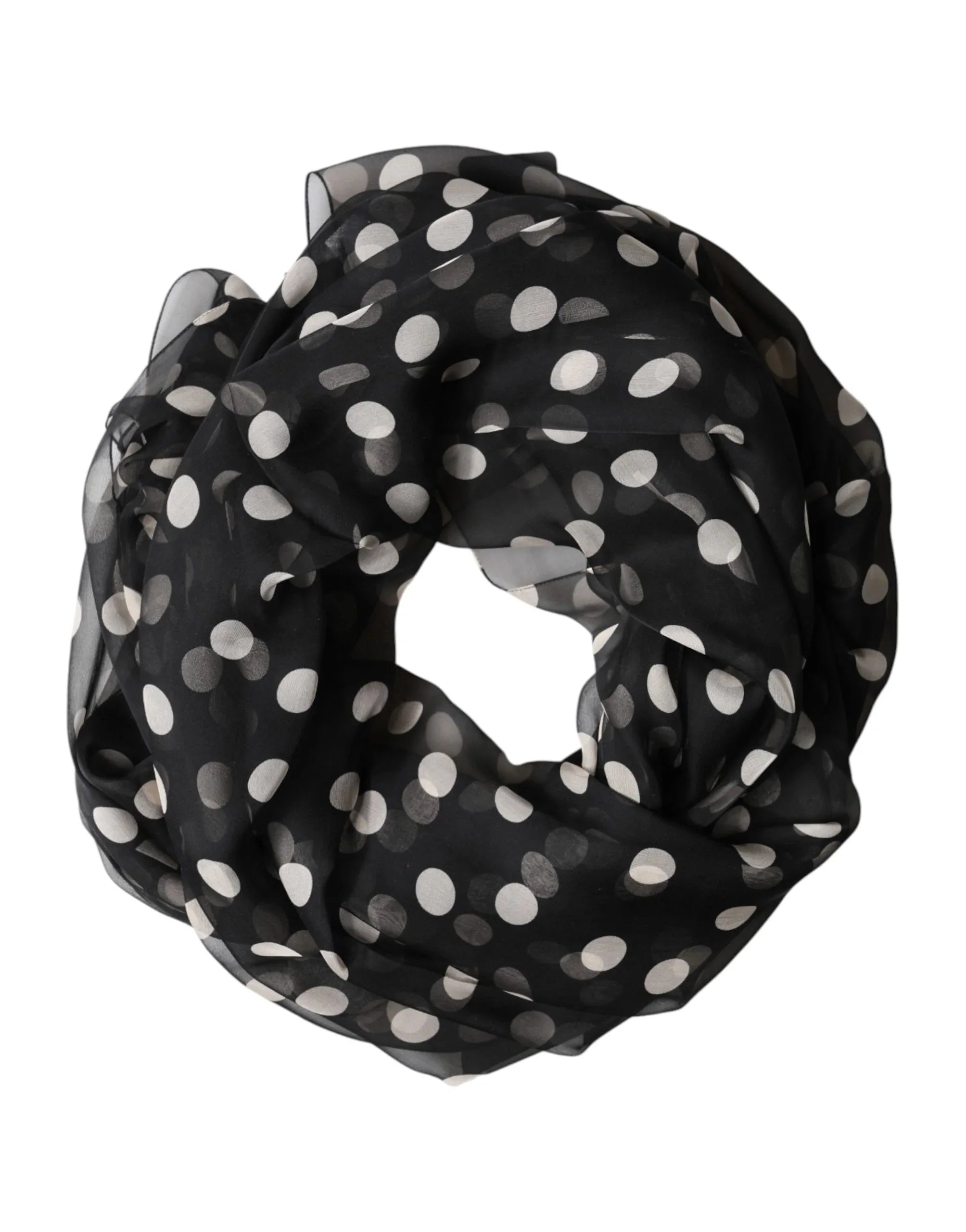 Dolce & Gabbana Black Polka Dot Silk Neck Wrap Shawl 205cm x 137cm Scarf - Zeiniez