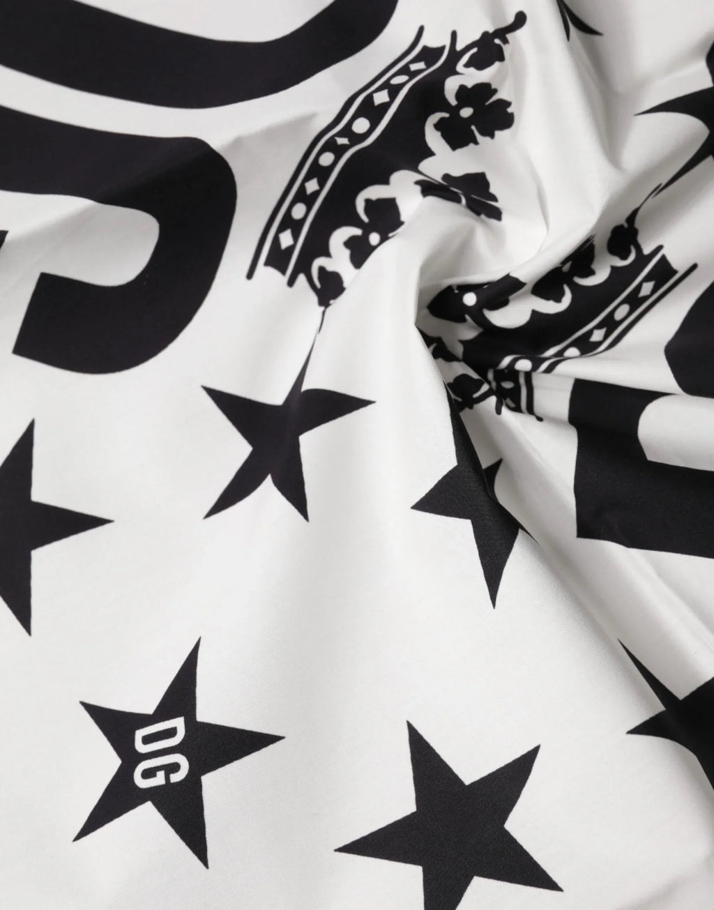 Dolce & Gabbana White DG Crown Print Square Foulard 52cm x 50.5cm Scarf - Zeiniez