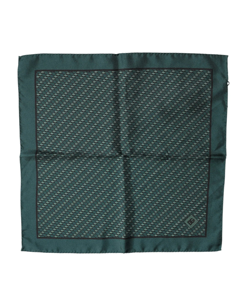 Dolce & Gabbana Dark Green Silk Patterned Handkerchief 32cm x 31cm Scarf - Zeiniez