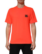 Dolce & Gabbana Neon Orange Polyester Crew Neck Men T-shirt - Zeiniez