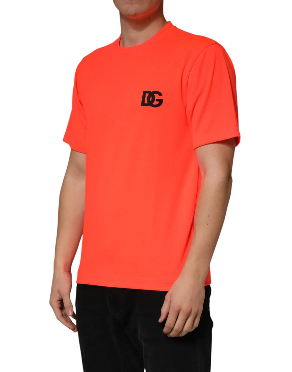 Dolce & Gabbana Neon Orange Polyester Crew Neck Men T-shirt - Zeiniez