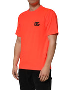 Dolce & Gabbana Neon Orange Polyester Crew Neck Men T-shirt - Zeiniez