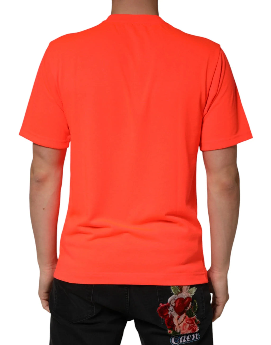 Dolce & Gabbana Neon Orange Polyester Crew Neck Men T-shirt - Zeiniez