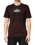 Dolce & Gabbana Maroon DG Crown Cotton Crew Neck Men T-shirt - Zeiniez